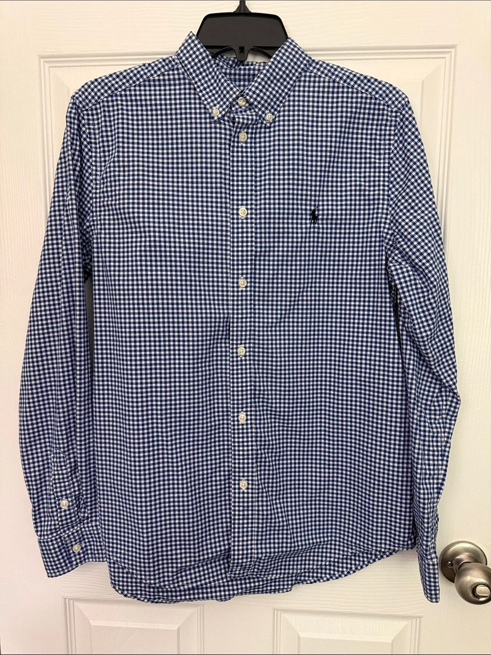 Polo Ralph Lauren Boys XL Long Sleeve Blue & White Gingham Button Down Shirt